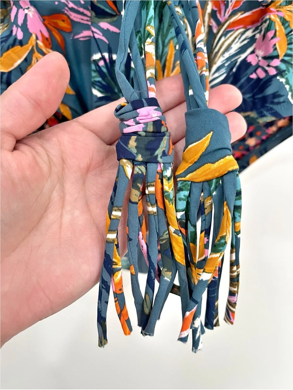 Sea Angel Tropical Floral One Piece Swimsuit Small Halter Tie Waist Swimwear